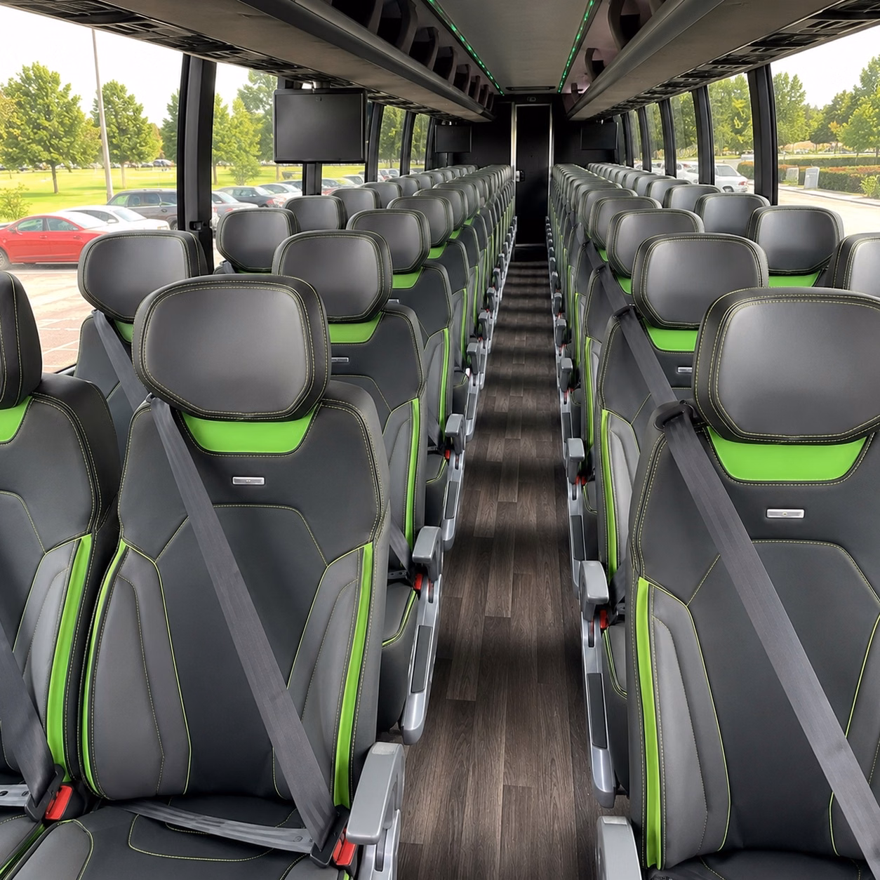 56 passenger charter bus inside