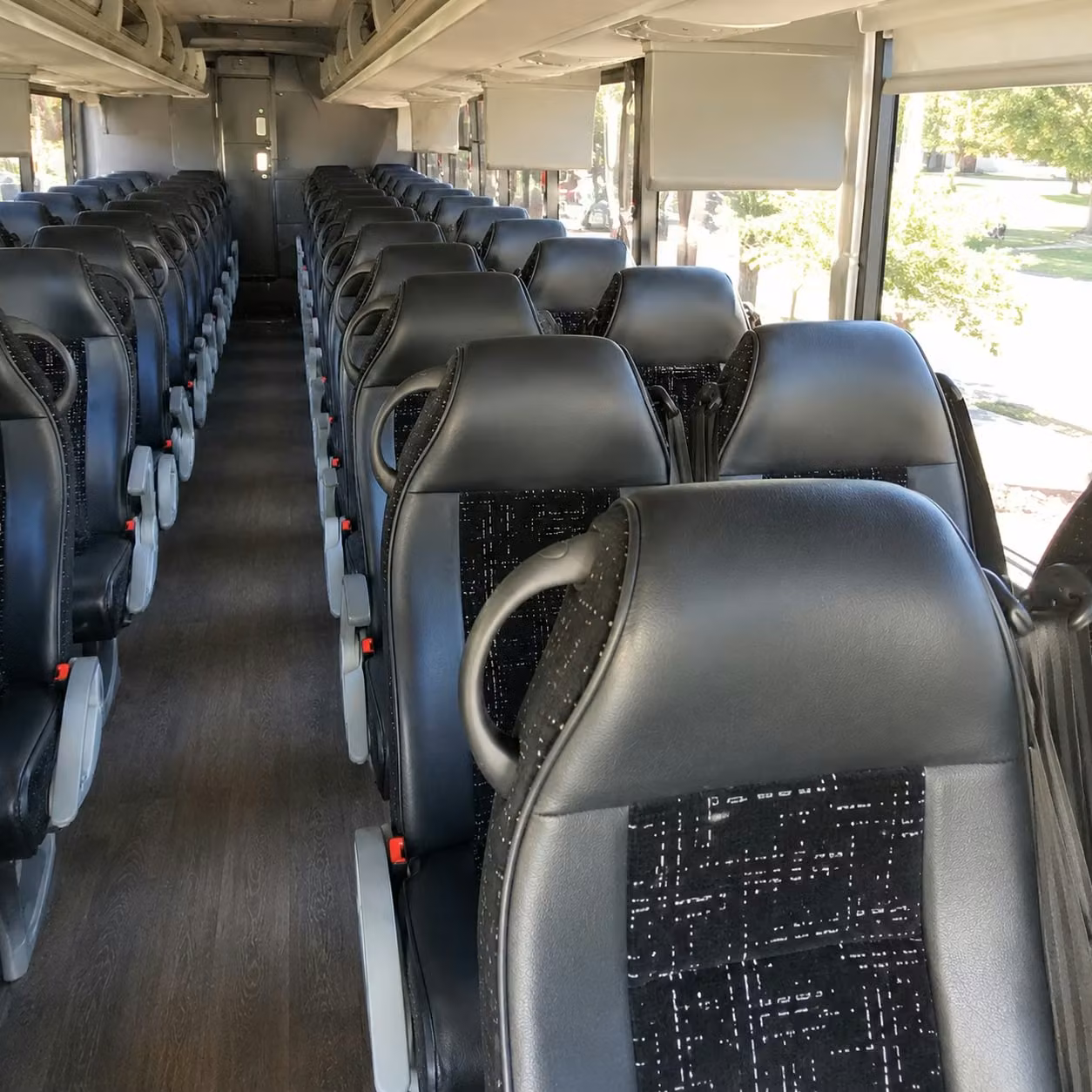 long beach charter bus rental interior